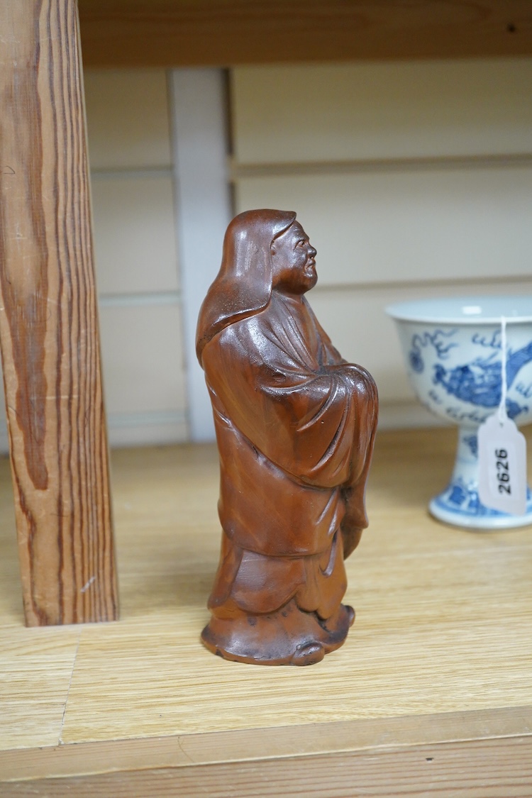 A Japanese Bizan ware figure of Bodhidharma, 19cm